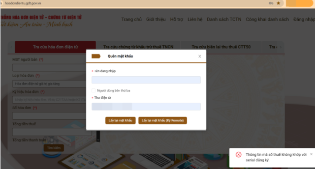Cảnh báo mã số thuế không khớp